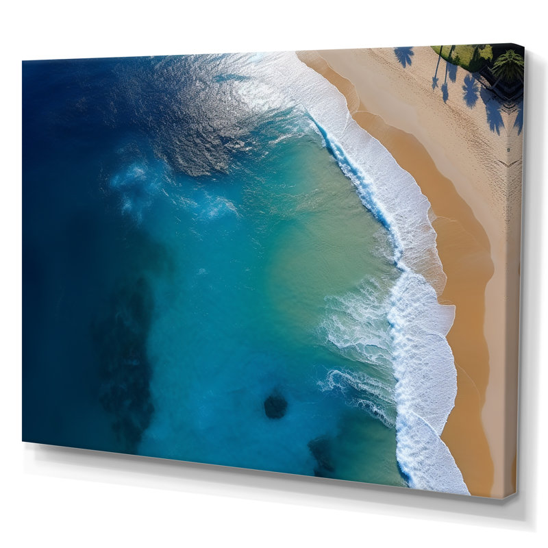 Vue aérienne de la plage côtière I - plage, art mural, Toile tendue, H 12 po x l 20 po x P 1 po