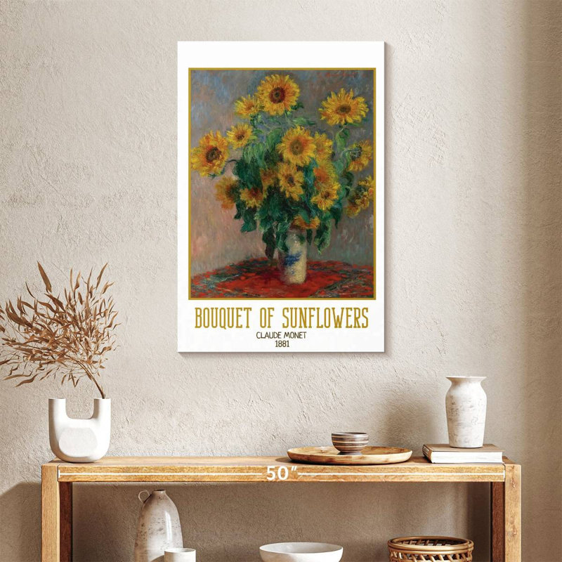 Affiche de l'exposition Bouquet de tournesols Monet, H 36 po x l 24 po