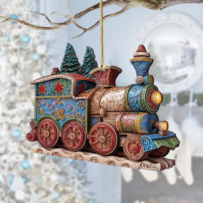 Ornement en bois de train de Noël par Debrekht
