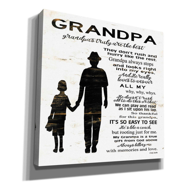 «My Grandpa is the Best» par Cindy Jacobs, art mural sur toile, H 37 po x l 37 po x P 1,5 po