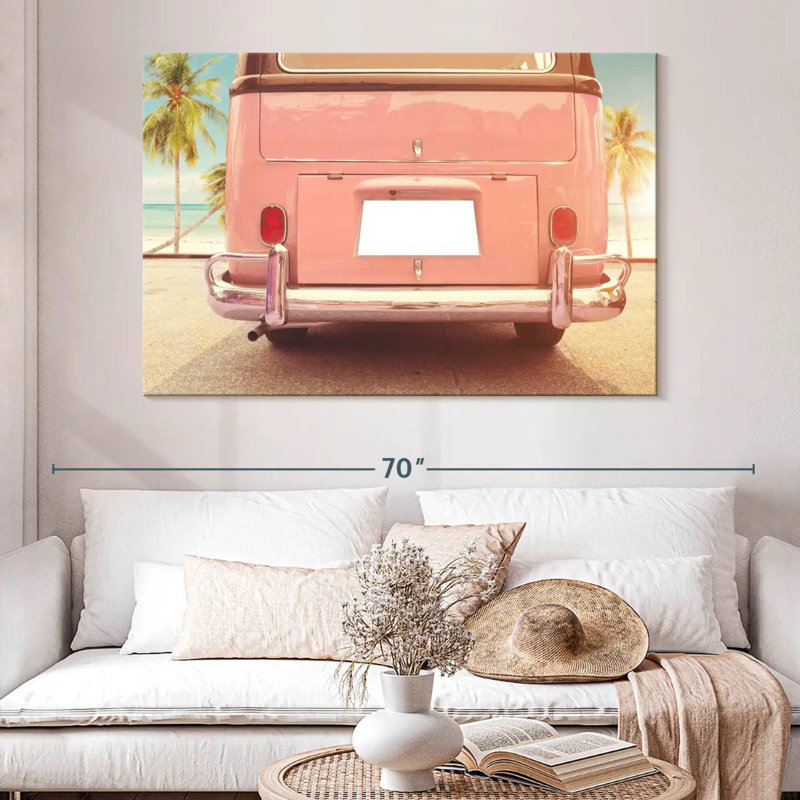 Mehar Beachside Pink Van, 34" H x 51" W