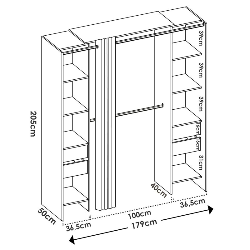 Mufaro 179cm Closet System