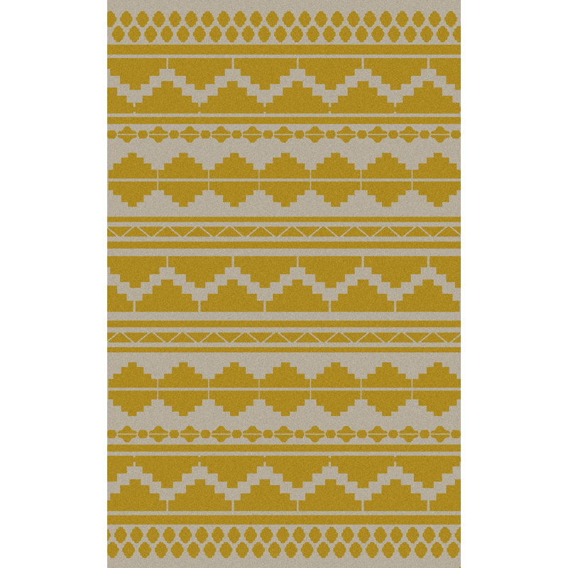 Tapis doré en laine tissé à la main Karn, Rectangle 8 pi x 11 pi
