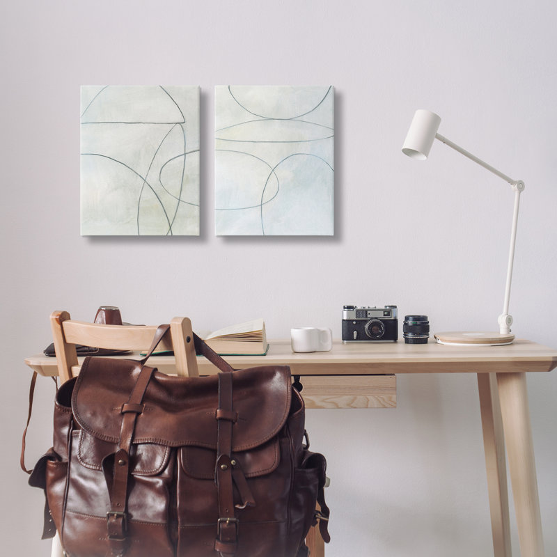 "Simple Abstract Abstract Shape", ensemble de 2 toiles sur toile par Victoria Barnes, H 20 po x l 16 po