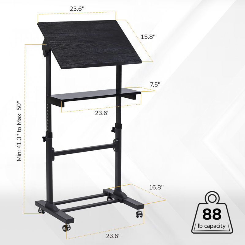 Mount-It! Height Adjustable Mobile Stand Up Desk, Portable Podium and Presentation Lectern