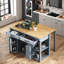 Îlot de cuisine avec table de salle à manger extensible, support de rangement interne, prise de courant, 2 tiroirs, 2 armoires et tablettes ouvertes-96664664