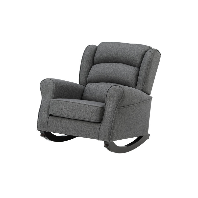 Chaise berçante grise avec accoudoirs évasés
