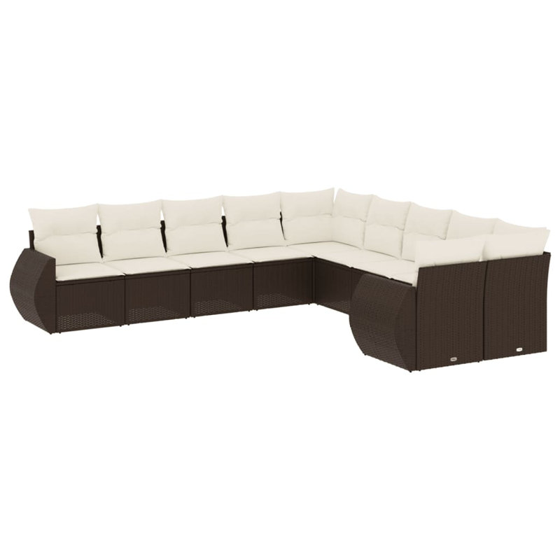 Ensemble de canapé de jardin Vidaxl PE, Brun