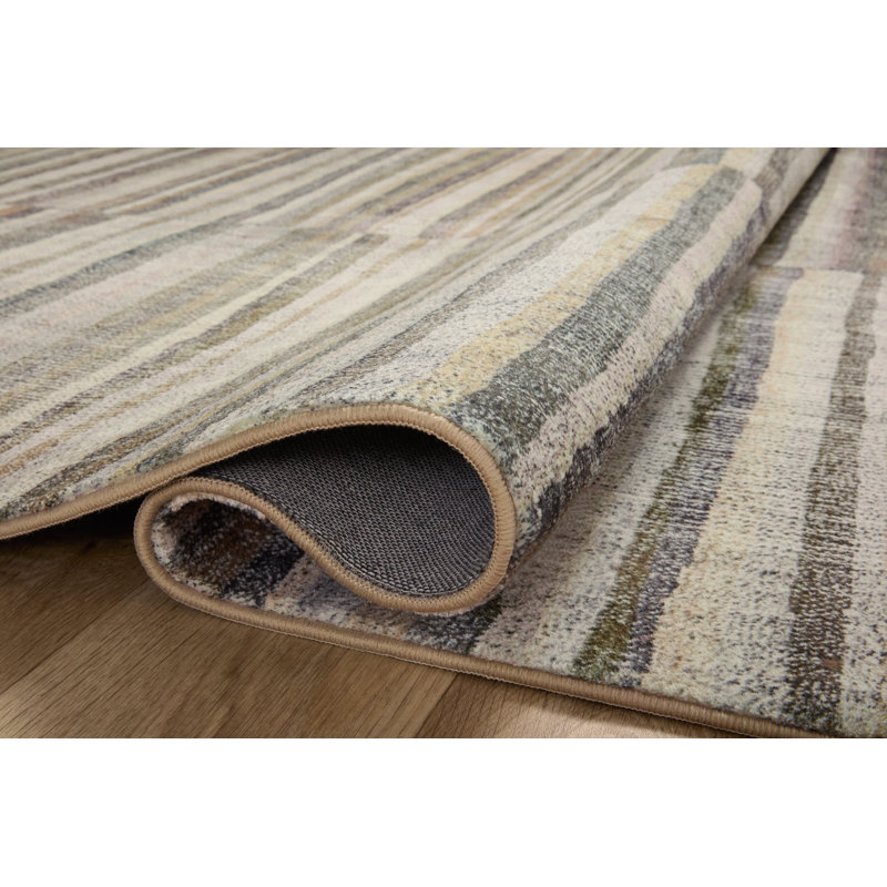 Humphrey Modern Plaid Runner Rug in Natural and Moss - 2'3" x 11'6"