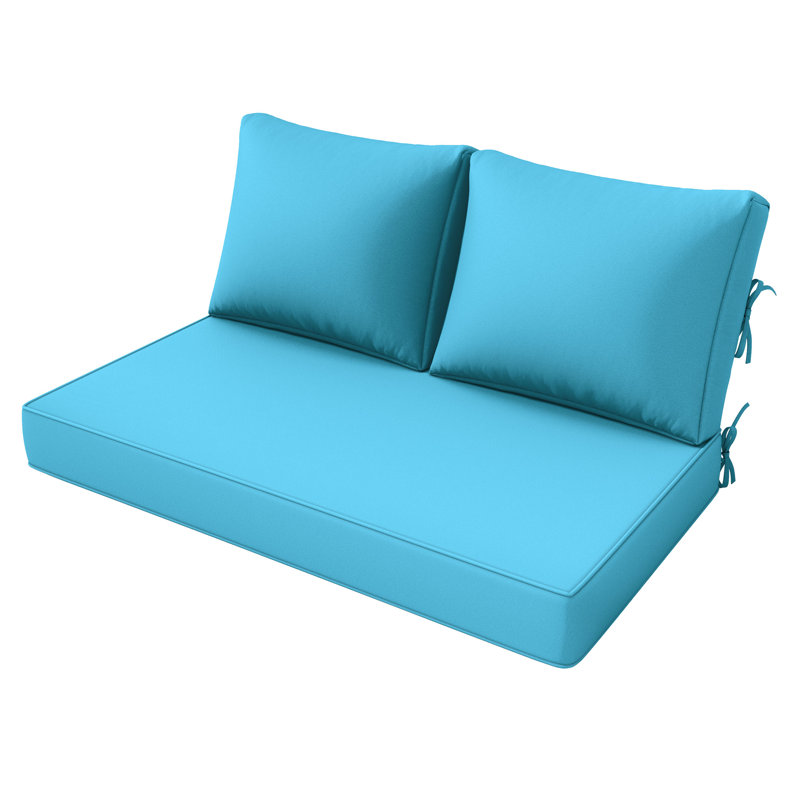 5" Loveseat Cushion Water Repellent & UV-Resistant Patio Furniture Cushions, Removable Outdoor Couch Cushions With Hidden Zipper & Adjustment Staps For Couch, Bench, And Swing