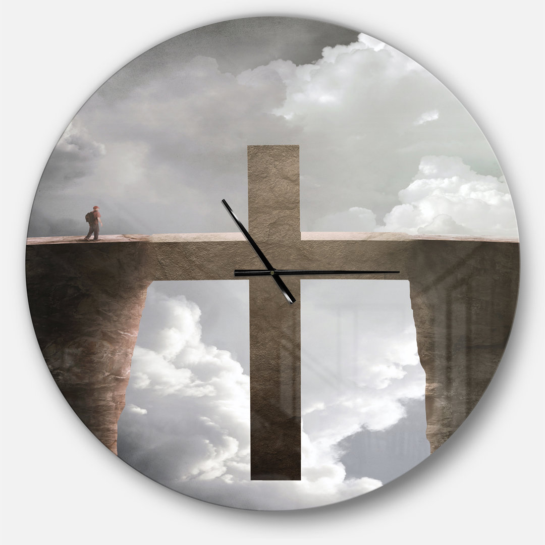 Big Cross between Two Cliffs - Modern wall clock East Urban Home 