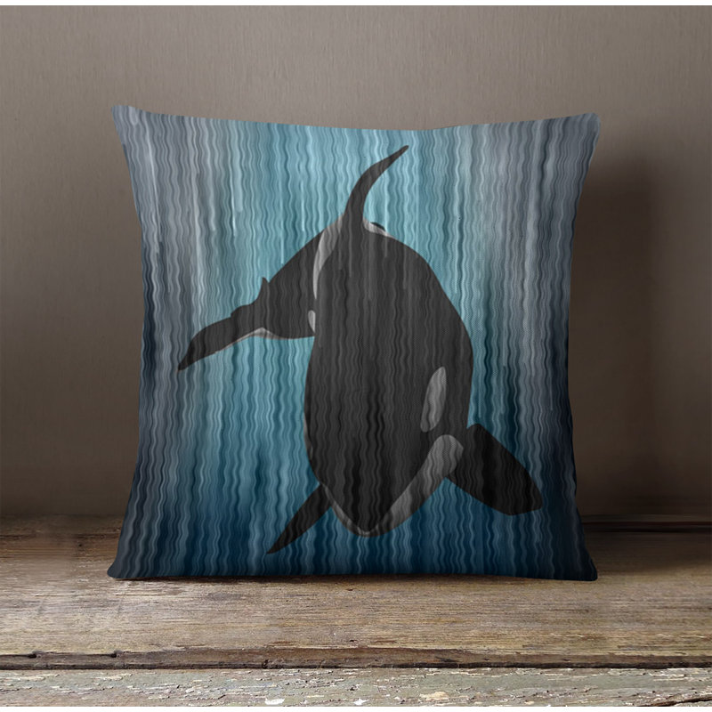 Throw Pillow With Insert, 18"H x 18"W, Blue/Black 2