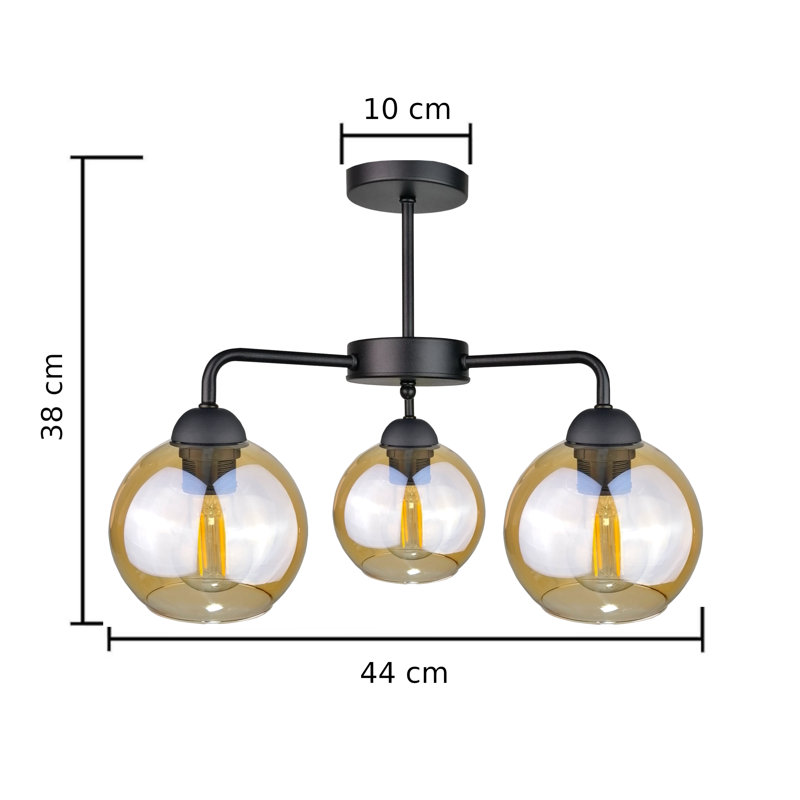 Glass Semi Flush Mount, Black