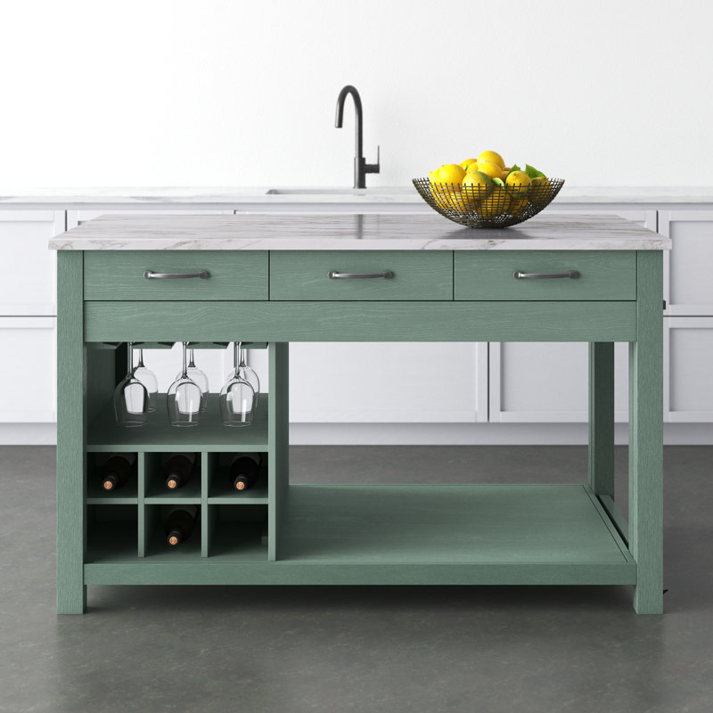 Îlot de cuisine extensible Alez, Vert