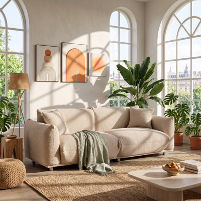 Canapé Yuangang Home, revêtement Sherpa, structure en bois massif, 218 cm (L) x 86 cm (P) x 76 cm (H)