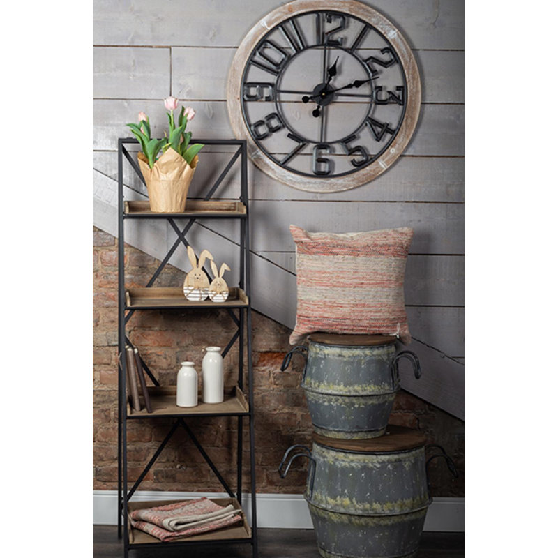 Horloge murale en bois et métal