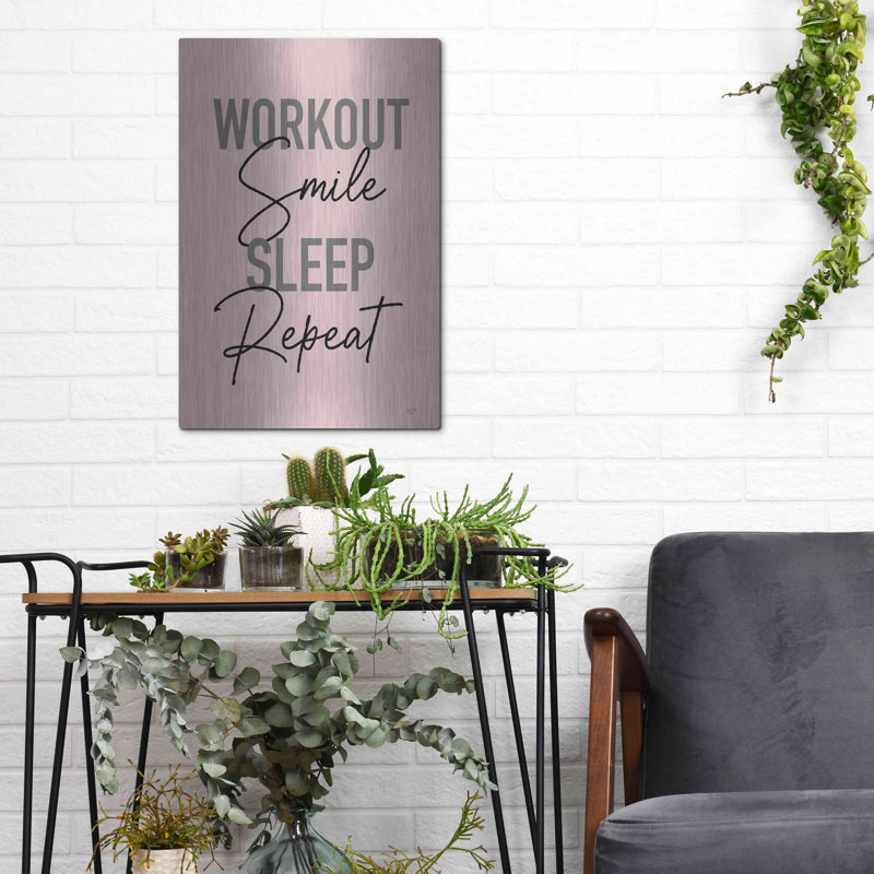 «Workout, Smile, Sleep, Répétition» par Lux + Me Designs, Art mural, H 16 po x l 12 po
