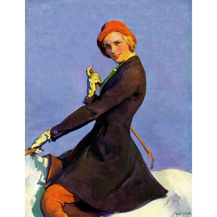 Woman on Horseback by Guy Hoff Painting Print on Wrapped Canvas
