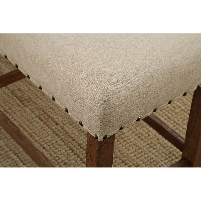 Banc rembourré Ariyanna, Beige / noir antique, H 25 po x l 44 po x P 16 po