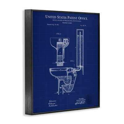 "Water Closet Blueprint", art de la giclée encadrée par Karl Hronek
