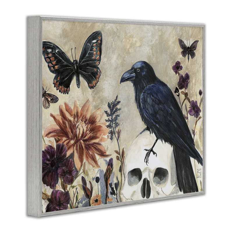 Halloween, corbeau avec papillons, estampe numérique, design par Sara Culpepper, H 11 po x l 14 po