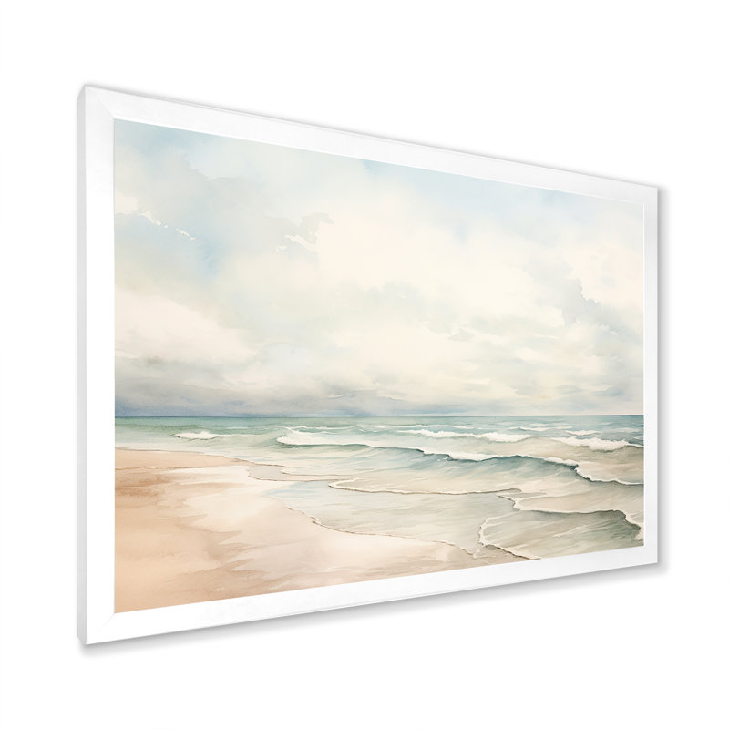 «Pieper - Coastal Minimalisme», reproduction d'art sur toile encadrée, Cadre blanc, H 30 po x l 40 po x P 1,5 po