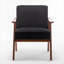 Fauteuil à oreilles 1 place Mid-Century moderne avec structure en bois massif, revêtement en velours noir foncé