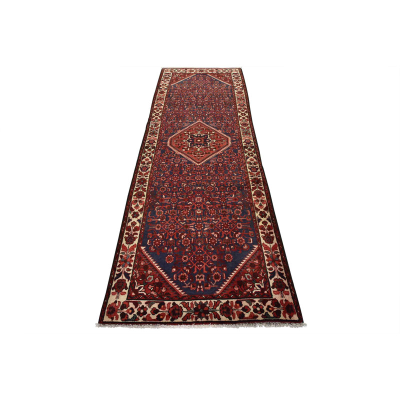 Tapis oriental rétro en laine noué à la main 3 pi 10 po x 10 pi 3 po Tribal