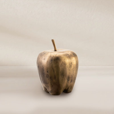 Sculpture décorative pomme en résine dorée, figurine de table décorative pomme dorée pour tablette, table basse et bureau