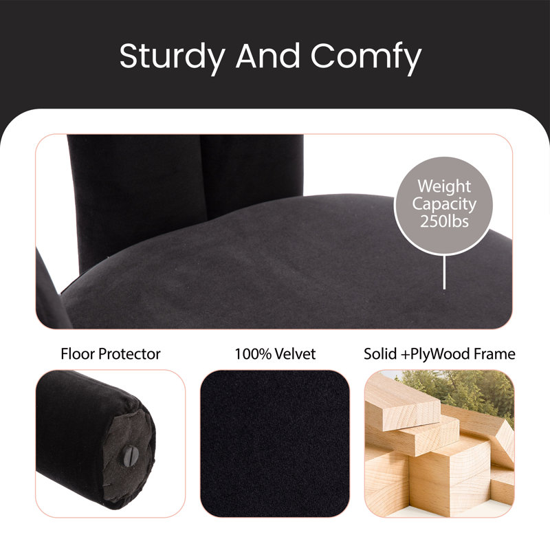 Diomiro Velvet Armchair, Black Velvet