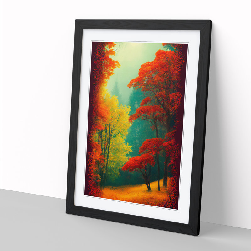Autumn Forest Landscape Vol.2 - Single Picture Frame Print, Black Framed, 64cm H x 46cm W