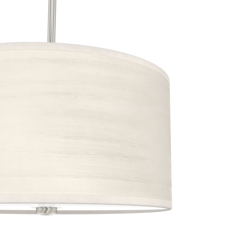 Solhaven Mid-Century Bleached Alder 14" Drum Pendant with Brushed Nickel Finish