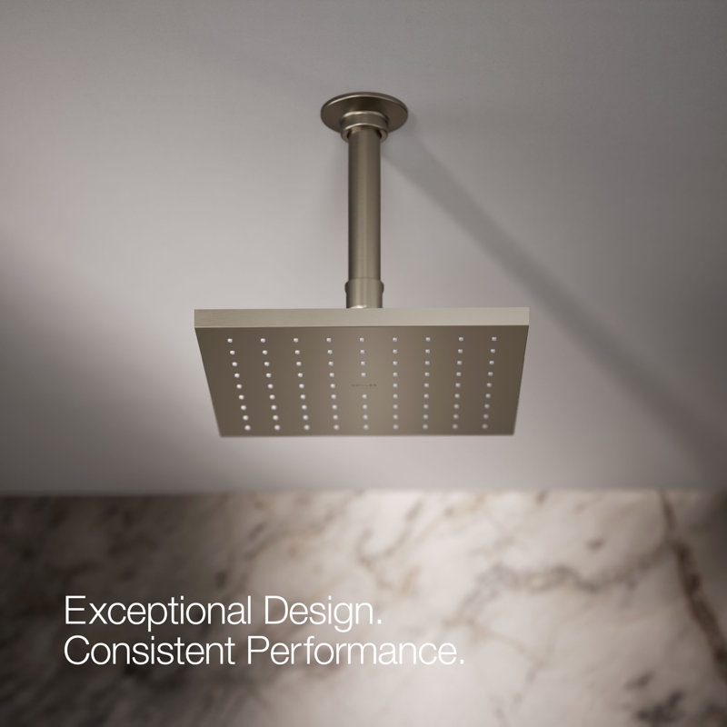 Contemporary Rain Shower Head, Vibrant Brushed Nickel, Square, 2.5 GPM