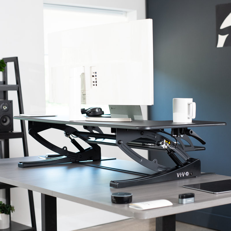 VIVO Black 48" Height Adjustable Standing Desk Converter with Keyboard Tray