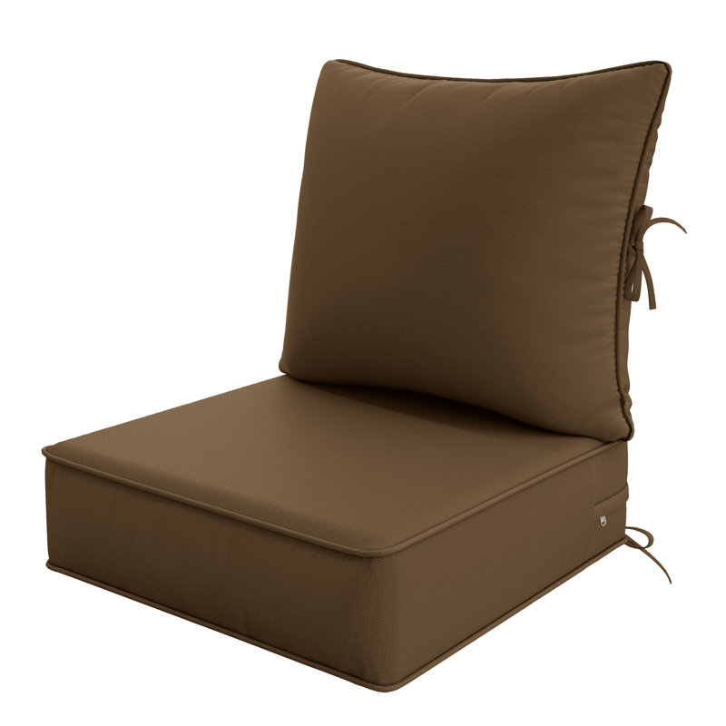 Outdoor 6.5" Thick Deep Seating Seat/Back Cushion, Brown