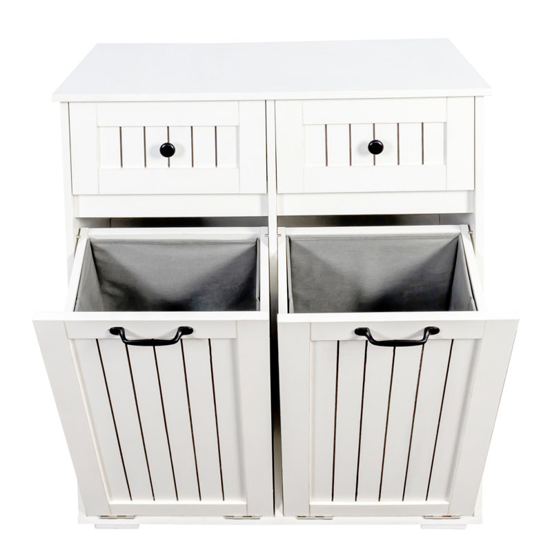 Armoire à linge blanche avec 2 tiroirs amovibles de 75,7 lb et facile à ranger, d'une hauteur de 35,86 po