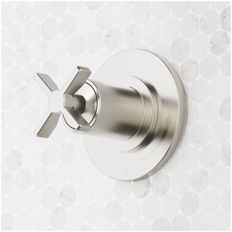 Vassor In-Wall Shower Volume Control Handle and 1/2" Rough-In Valve - Chrome, Brushed Nickel