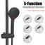 Black Slide Bar Shower System 5 Functions Handheld Shower Head w/Adjustable Bar