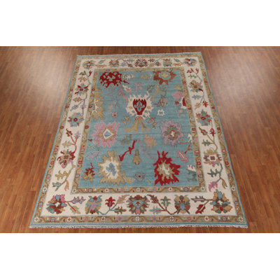Tapis oriental bleu clair Oushak 9 x 12
