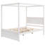 Lit à baldaquin avec deux grands tiroirs, finition blanche brossée, fabrication solide, pour lit double de mobilier de chambre à coucher, blanc, matériaux, 2 tiroirs soignés