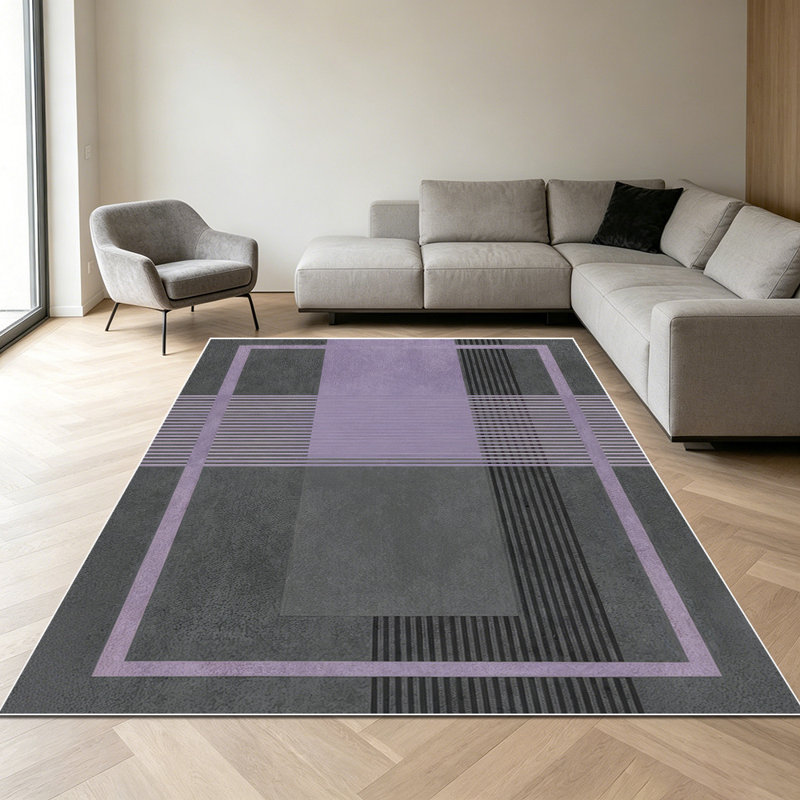 1PC Modern Minimalist Linear Geometric Stripe & Grid Pattern area rugs for Living Room, Soft and Comfortable, Suitable for all seasons, easy-to-maintain, machine washable Indoor floor mat, Under Table Farmhouse suitable for living room, dining area,