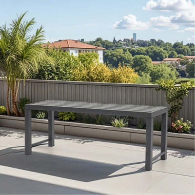 Outdoor Metal Garden Bench, Patio Backless Bench, Weatherproof Park Benches for Gardens, Patios​ by Ebern Designs
