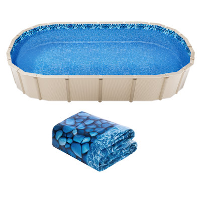 Doublure de piscine ovale à chevauchement