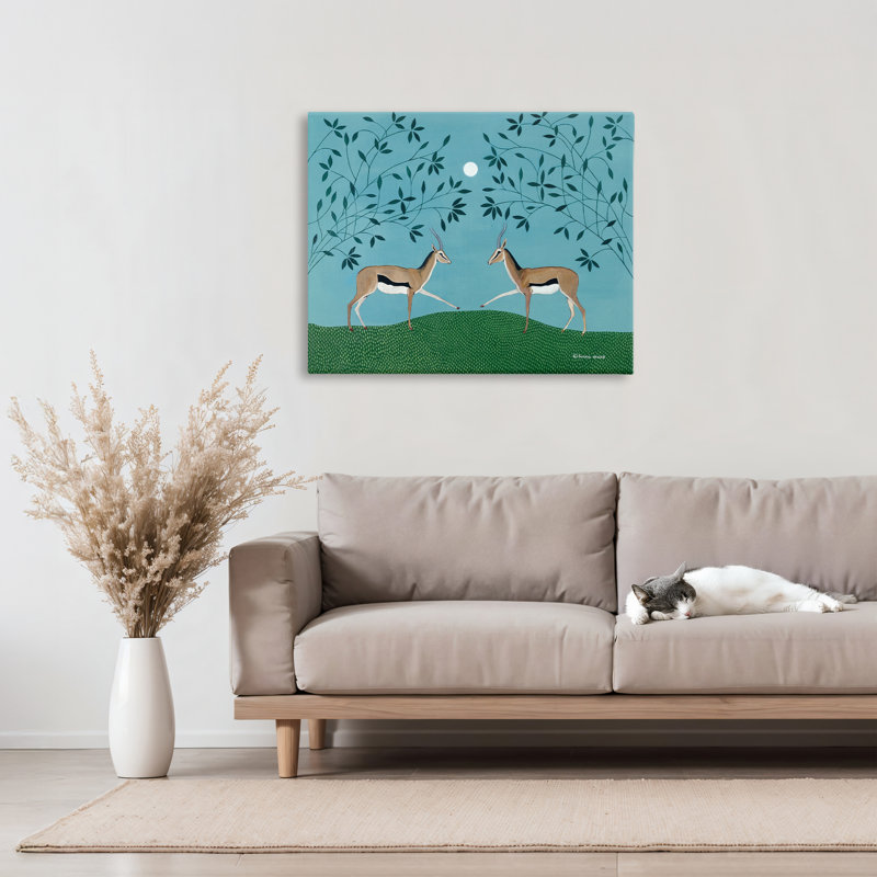 «Gazelles Greeting Symmetry», conception par Susan Henke, H 24 po x l 30 po