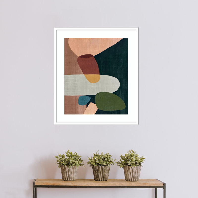 Stacking Pebbles I Mauve by Eva Watts, 33.5" H x 29" W x 0.75" D, Matte White