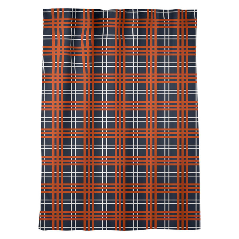 Room Darkening Curtain Single Panel, White/Black/Orange