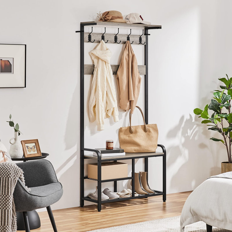 Adrash Hall Tree 84cm Wide, Black/Grey