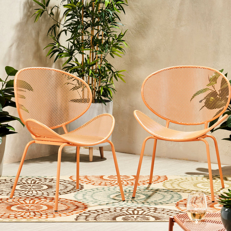 Chaises d'extérieur Curvaceous 2, 62 cm (l) x 84,5 cm (h), orange, structure stable, coque moderne pour l'extérieur, pieds fuselés, orange