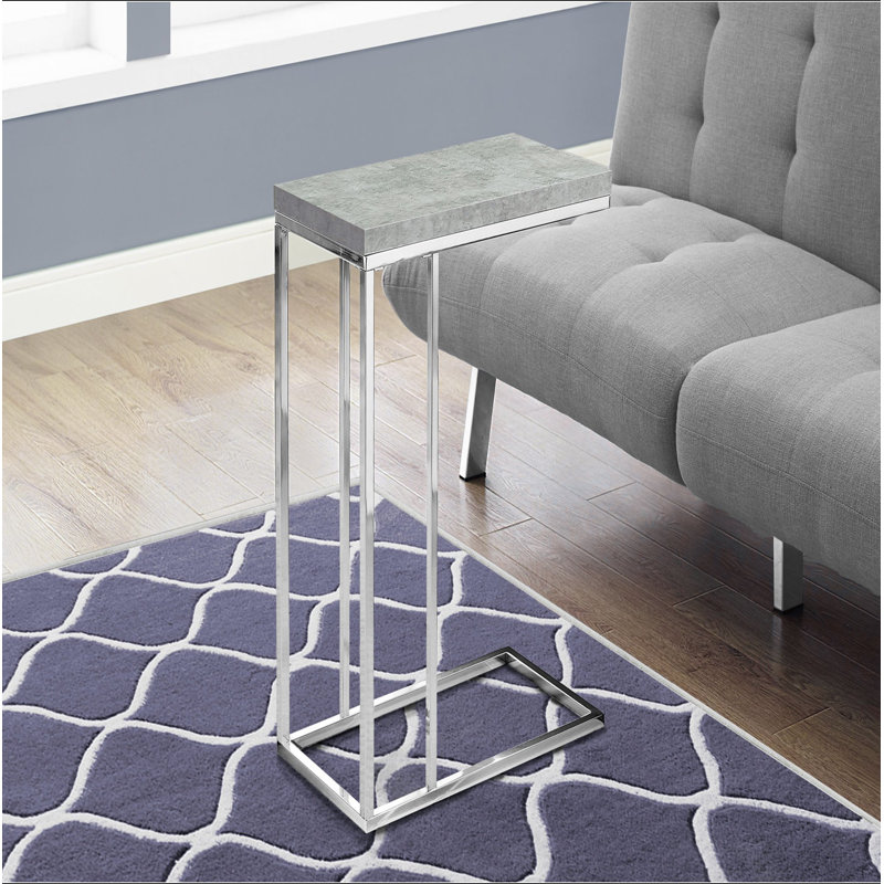 Table d'appoint, en forme de C, bout, côté, collation, salon, chambre à coucher, stratifié, métal chromé, contemporain, moderne
