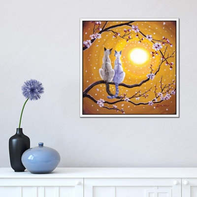 Siamese Cats Nestled In Golden Sakura by Laura Iverson - Painting on Canvas